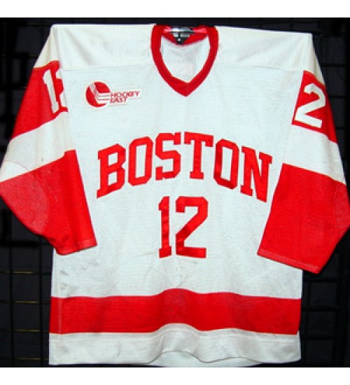 Custom NCAA 2002-03 Boston University Terriers BU 12 Brad Zancanaro Hockey Jersey Home White